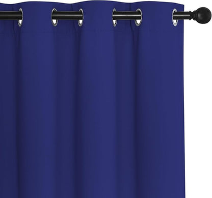 NICETOWN Blackout 72 inch Curtains for Kids Room, Grommet Room Darkening Thermal Insulated Solid Window Treatments Sound Reducing for Bedroom, 2 Panels, W37 x L72, Navy Blue