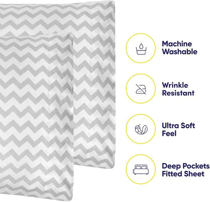 King Size Bed Sheets - 6 Piece 1500 Supreme Collection Fine Brushed Microfiber Deep Pocket King Sheet Set Bedding - 2 Extra Pillow Cases, Great Value, King, Chevron Gray