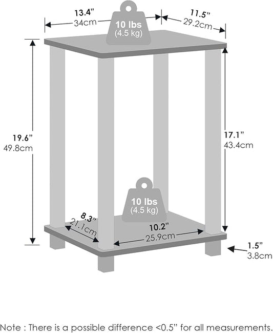 Furinno Simplistic Night Stand Set of 2, 2-Tier Small Nightstand with Open Shelf, Toolless Assembly Bedside Table, End Table, Side Table, for Bedroom, Living Room, French Oak