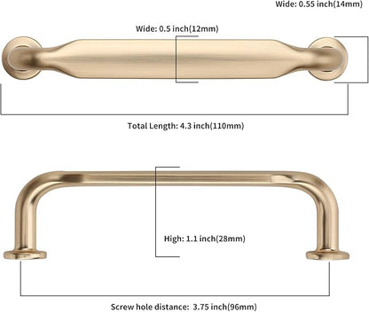 Asidrama 30 Pack 3.75 Inch(96mm) Brushed Brass Kitchen Cabinet Handles, Cabinet Pulls Kitchen Cabinet Hardware for Cupboard Drawer Pulls