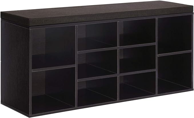 VASAGLE CUSTOS Collection - Shoe Bench, Storage Bench with Padded Seat, Entryway Bench with 10 Compartments, for Bedroom, 11.8 x 40.9 x 18.9 Inches, Espresso Brown and Chestnut Brown ULHS10BR
