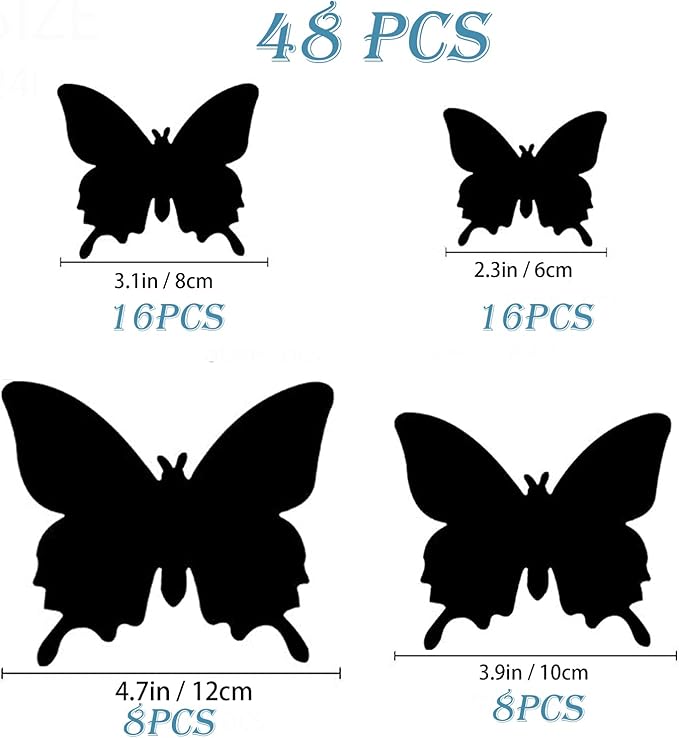 Butterfly Wall Decor 24/48 PCS, 3D Butterflies Stickers for Party Decorations with Magnets (White, 48)
