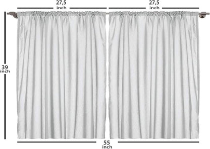 Lunarable Vintage Kitchen Curtains, Art Deco Inspired Pattern with Leafy Details Classic Antique Layout, Window Drapes 2 Panel Set for Kitchen Cafe Decor, 55" X 39", Charcoal Grey and Ecru