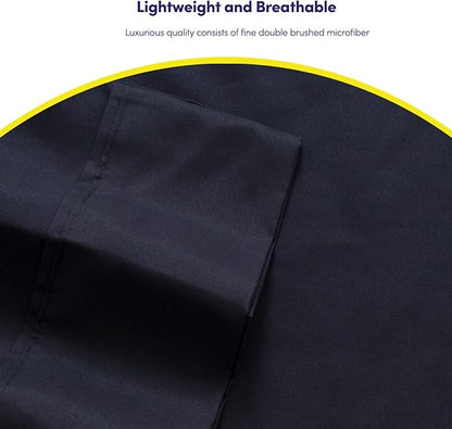 Full Size Bed Sheets - 6 Piece 1500 Supreme Collection Fine Brushed Microfiber Deep Pocket Full Sheet Set Bedding - 2 Extra Pillow Cases, Great Value, Full, Navy