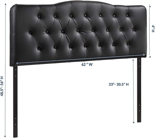 Modway Annabel Tufted Button Faux Leather Upholstered Queen Headboard in Black