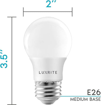 LUXRITE A15 LED Bulb 40W Equivalent, 7W, 2700K (Warm White), 600 Lumens, Enclosed Fixture Rated, Dimmable Ceiling Fan Light Bulbs, E26 Medium Base, UL Listed - Indoor and Outdoor (24 Pack)