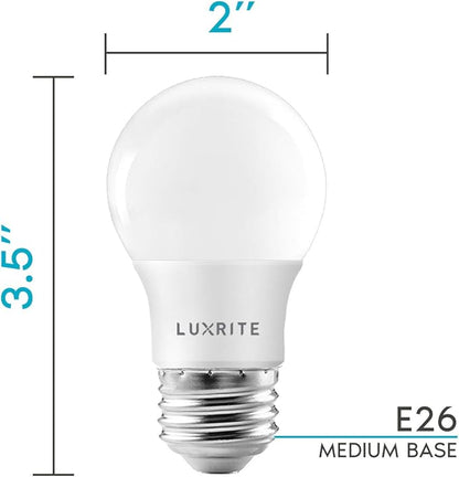 LUXRITE A15 LED Bulb 40W Equivalent, 7W, 3000K (Soft White), 600 Lumens, Enclosed Fixture Rated, Dimmable Ceiling Fan Light Bulbs, E26 Medium Base, UL Listed - Indoor and Outdoor (12 Pack)