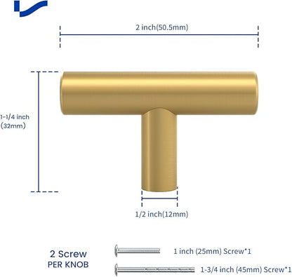LONTAN 35 Pack Gold Cabinet Knobs and Pulls - Brushed Gold Dresser Drawer Knobs - Brushed Brass for Bathroom Cabinet Door Hardware, Stainless Steel