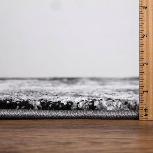 Keen Home Design Area Rugs - 2x18 Non-Shedding, Abstract Rugs for Kitchen, Living Room, Bedroom, Dining Room, Entryway - Size: 2'8" x 18', Abstract Black