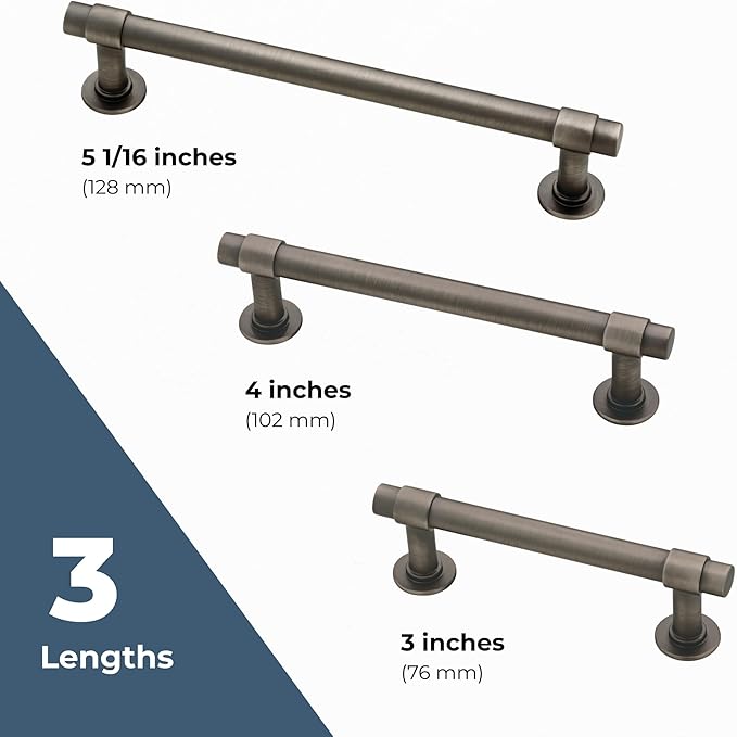 Franklin Brass - Francisco Heirloom Silver Cabinet Handles 5 Inch (5") Hole Center Pulls | Easy Install, Durable Hardware for Kitchen Cabinet Door, Drawers, Dresser Pull, Furniture (10 Pack)