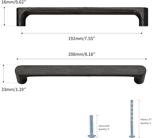 Black Round 7-1/2in 10 pcs Wooden Drawer Pulls Handle pulls for cabinets Kitchen Cabinet Drawer pulls Cabinet Door Pull