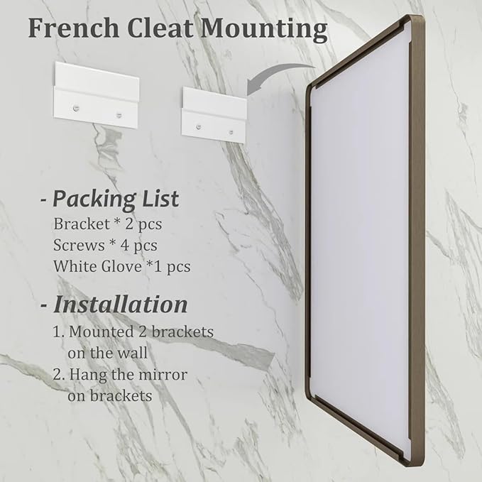 30x36 Bronze Bathroom Wall Mirror, Modern Brushed Metal Framed Mirror for Vanity, Rounded Oil Rubbed Bronze Frame, Anti-Rust, Tempered Shatterproof (Horizontal/Vertical)
