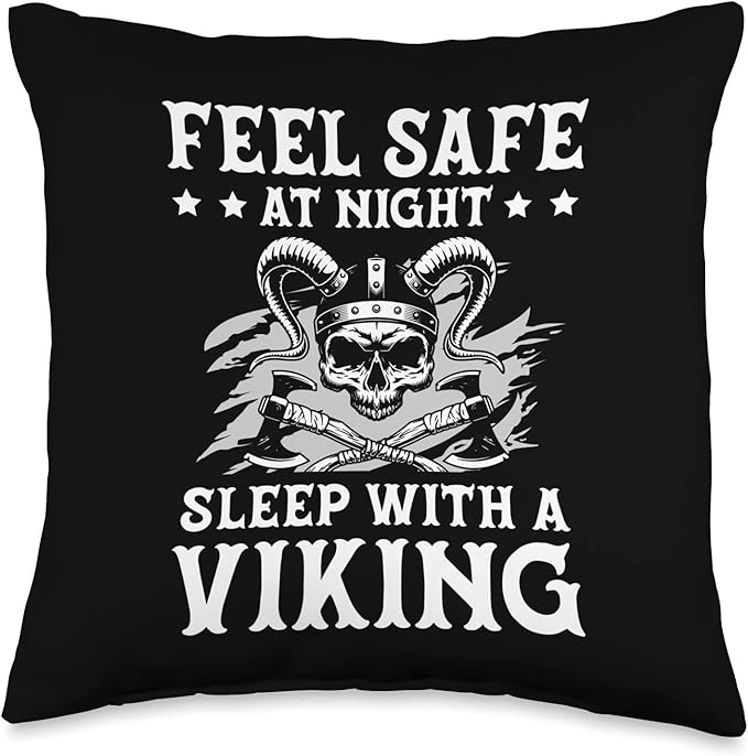 Feel Safe At Night Sleep With A Viking Valhalla Scandinavian Throw Pillow