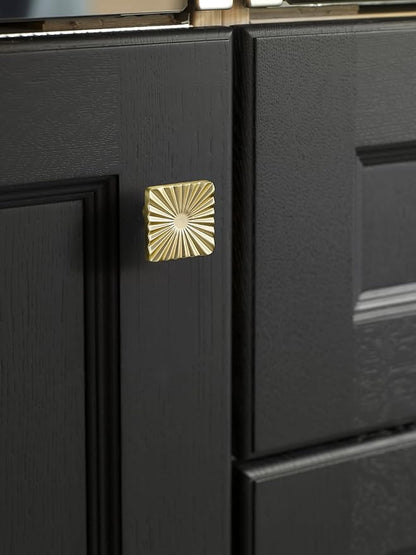 5 Pack Gold Cabinet Knobs Square Brushed Brass Drawer Pulls Bathroom Dresser Handles Hardware Zinc Alloy
