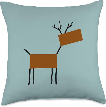 Cute Scandinavian Animals Designs Chic Deer Moose Scandinavian Elk Minimalism Reindeer Throw Pillow, 18x18, Multicolor