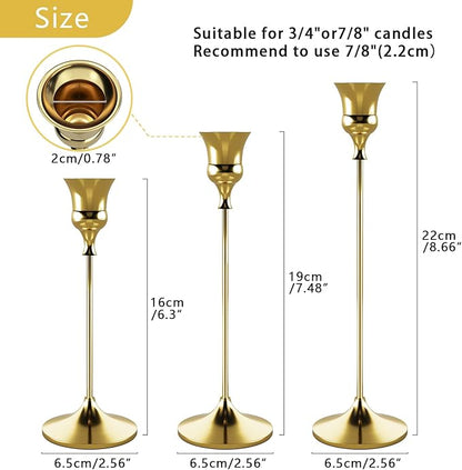 Candlestick Holders Gold, 9 Packs Taper Candle Holder for Candlesticks, Candle Sticks Holder Decor for Home Decor