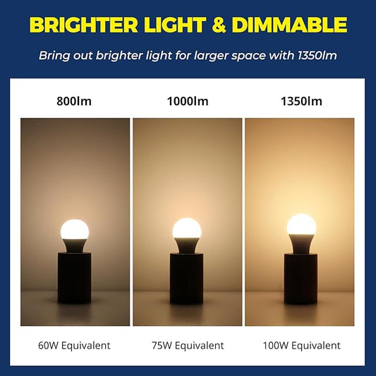 Lightinginside Smart Light Bulbs 100W Equiv., 1350LM 11W Smart Bulb Works with Alexa/Google Home/Smart Life, A19 E26 RGBCW Color Changing, No Hub Required, 2.4G WiFi Bluetooth Bulb, ETL Listed, 2PCS