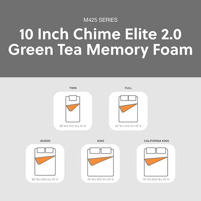 Signature Design by Ashley 10 Inch Chime Elite 2.0 Firm Green Tea Memory Foam Mattress for Cool Sleep and Pressure Relief, Queen, Fiberglass Free, Mattress In A Box