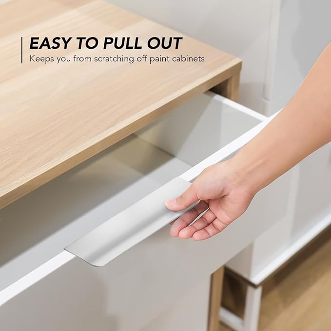 Ravinte Hardware 30 Pack Silver Cabinet Handles, 5 Inch (128mm) Finger Edge Pulls, 4 Inch Hole Center, Finger Pulls for Cabinets