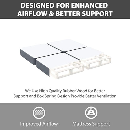 Treaton, 8-Inch Sturdy Wood Box Spring for Mattress Support - Durable and Fully Assembled, Natural Wood Foundation for King(Fold), Gray