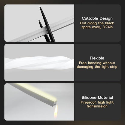 LED Strip Lights Daylight White 6000K,32.8ft 110-120V Neon Rope Lights,Flexible Silicone Outdoor Waterproof Neon Strip Lights for Bedroom,Mirror,Kitchen Cabinet, Living Room,Halloween Decor