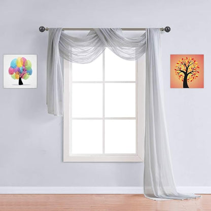 Warm Home Designs Extra Long Grey Silver Sheer Window Scarf. Valance Scarves are 54 X 216 Inches. Great As Wedding Arch Draping Fabric, Bed Canopy Or for Decorative Project. AM Silver 216"