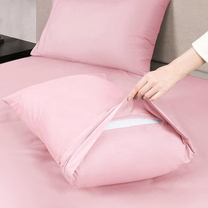 Mejoroom King Size Sheet Set - Soft Microfiber Bed Sheets,Deep Pocket Fitted Sheet, Soft, Breathable, Wrinkle & Fade Resistant - 4 Piece (King, Blush Pink)