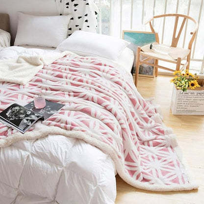 LOMAO Sherpa Fleece Blanket Fuzzy Soft Throw Blanket Dual Sided Blanket for Couch Sofa Bed (Pink, 90''x90'')
