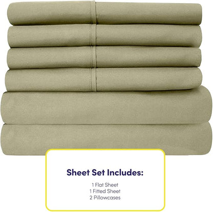 Twin Size Bed Sheets - 4 Piece 1500 Supreme Collection Fine Brushed Microfiber Deep Pocket Twin Sheet Set Bedding - 1 EXTRA PILLOW CASES, GREAT VALUE, Twin, Sage