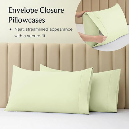 LuxClub 3 PC Sheet Set Bed Sheets Deep Pockets 16" Eco Friendly Wrinkle Free Cooling Machine Washable Hotel Bedding Silky Soft - Sage Green Twin