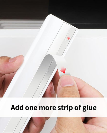 5 Pack 8 inch self Adhesive Cabinet Handles Warm White Adhesive Cabinet pulls Stick on Handles for Cabinet Finger pulls for Cabinet Concealed Drawer Edge pulls Adhesive Flat Drawer Handles