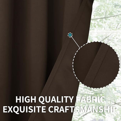 BGment Blackout Curtains for Living Room - Grommet Thermal Insulated Room Darkening Curtains for Bedroom, 2 Panels of 42 x 63 Inch, Brown