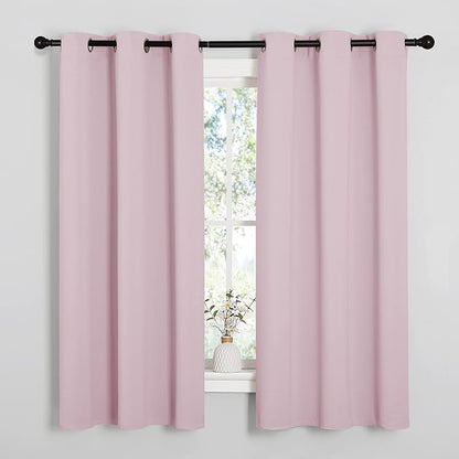 NICETOWN Nursery Essential Thermal Insulated Solid Grommet Top Blackout Curtains/Drapes (1 Pair, 42 x 63 inches in Baby Pink)