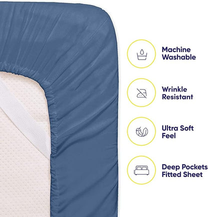 Queen Sheets Denim - 6 Piece 1500 Supreme Collection Fine Brushed Microfiber Deep Pocket Queen Sheet Set Bedding - 2 Extra Pillow Cases, Great Value, Queen, Denim