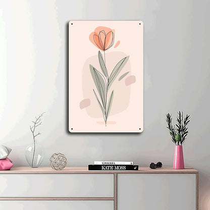 Metal Tin Signs Elegant Floral Prints for Home Decor Bedroom and Bathroom Wall Decoration 8x12inch Tin Sign