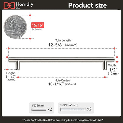 homdiy 500 Pack Brushed Nickel Cabinet Hardware Cabinet Pulls - HD201SN Cupboard Handles Modern Cabinet Door Handles 7-1/2inch Hole Center Modern T-Bar Pulls