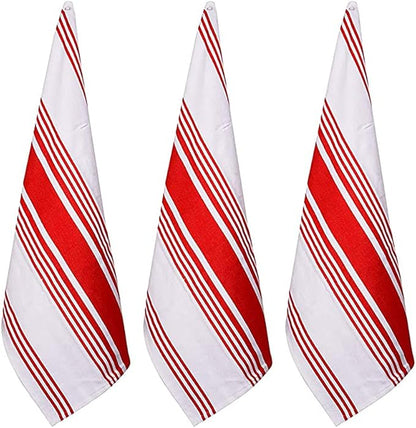 Urban Villa Kitchen Towels 100% Cotton Pack of 6, Highly Absorbent Quick Drying Super Soft Premium Dish Towels 20x30 Inch for Kitchen with Hanging Loop Hand & Tea Towels - Red/Blue/White