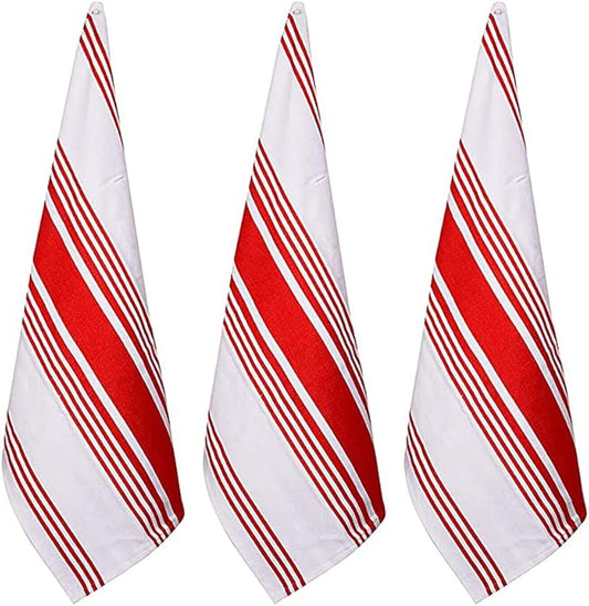 Urban Villa Kitchen Towels 100% Cotton Pack of 6, Highly Absorbent Quick Drying Super Soft Premium Dish Towels 20x30 Inch for Kitchen with Hanging Loop Hand & Tea Towels - Red/Blue/White