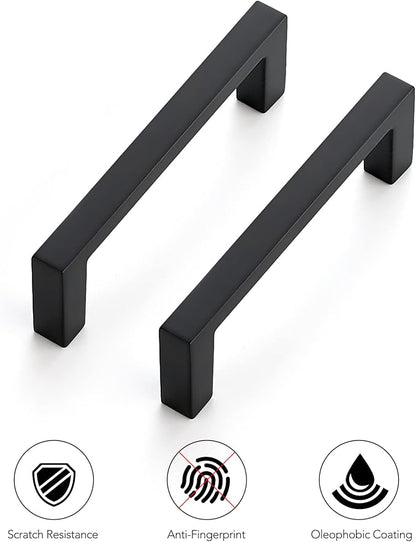 Ravinte 10 Pack Matte Black Cabinet Pulls, 3 Inch (76mm) Hole Center Slim Kitchen Handles, Square Drawer Pulls for Cabinets & Cupboards, Hardware