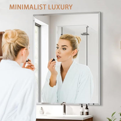 Frameless Mirror for Bathroom Vanity,12x16in Wall Mounted Mirrors for Over Sink Decorative Rectangular Frameless Mirror,With Polished Edge,Hangs Horizontally Or Vertically,Entryways,Room,Shatterproof