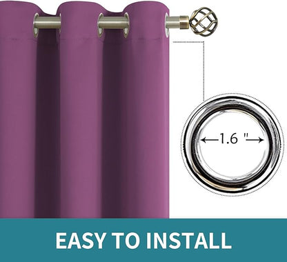 BGment Room Darkening Curtains 63 Inches Long - Grommet Thermal Insulated Drapes Window Treatment Curtains for Bedroom, 2 Panels, 52 x 63 Inch, Eggplant Purple