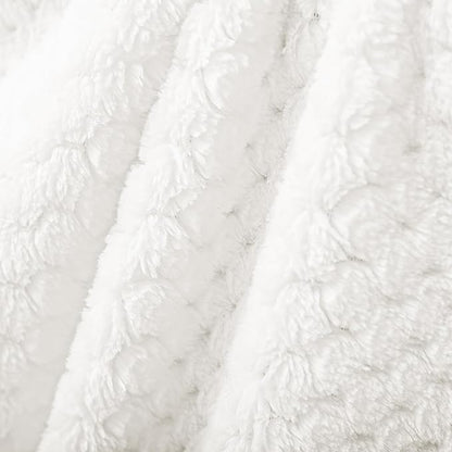 Exclusivo Mezcla Fleece Throw Blanket, Super Soft and Warm Blankets for Couch, Sofa and Bed Waffle Textured, Cozy, Fuzzy and Lightweight (Off White, 40x50 Inches)