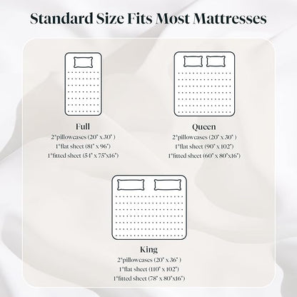LuxClub Full Size Bed Sheets, 100% Rayon Derived from Bamboo Cooling Sheets, Breathable & Soft Deep Pocket Up to 16", Hotel Luxury Silky Sheets Full Size Set, White