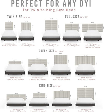 Vänt Upholstered Wall Panels - King/Cal King Size Wall Mounted Headboards - Boucle Ivory - Twin/King - Set of 4 Panels (Each Individual Panel 39"x11.5")