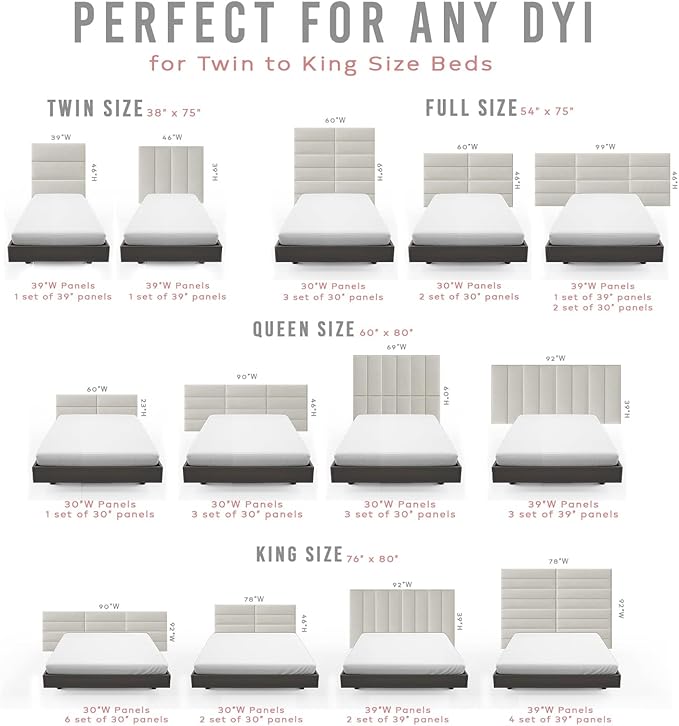 Vänt Upholstered Wall Panels - Queen/Full Size Wall Mounted Headboards - Faux Merino Wool Cream - Set of 4 Panels (Each Individual Panel 30"x11.5")