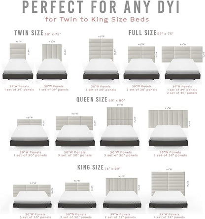 Vänt Upholstered Wall Panels - Queen/Full Size Wall Mounted Headboards - Zigrino Leather Oyster – Panel Size 30” Wide x 11.5” High - Pack of 4 Panels