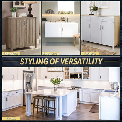 Knurled Cabinet Pulls 6 Pack, 5 Inch Long Cabinet Handles Metal Door Pulls, Kitchen Drawer Pull Knurled Dresser Handles - 3 3/4" Hole to Hole, Black & Gold
