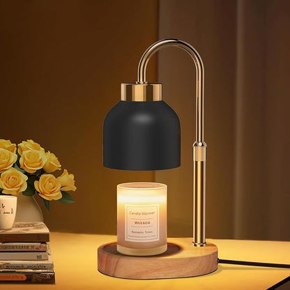 Candle Warmer Lamp with Timer and Dimmer, Height and Brightness Adjustable, Black Electric Wax Warmer for Women Mom, Best Birthday and House Warming Gift New Home Decor