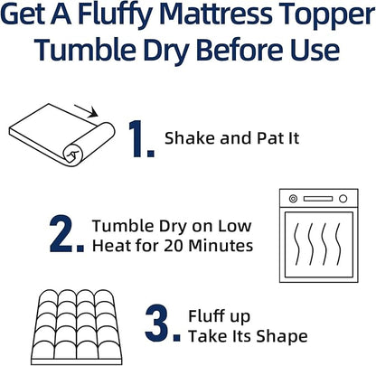 Mattress Topper Full XL for Back Pain, Extra Thick Mattress Pad Cover, Plush Pillow Top, Deep Elastic Pocket, Grey, 54"X80"+20"