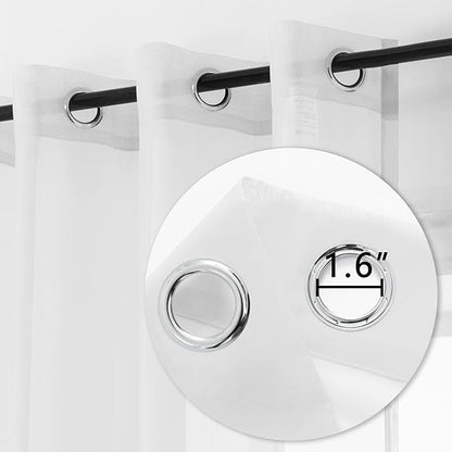 DUALIFE White Sheer Curtains 54 Inch Length with Grommet,Look Semi Sheer Windows Panels,Elegant Solid Color Touch Soft Drapes, 52X54 Inch for Living Room Bedroom,Set of 2 Panels